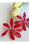 Large Earrings with Red Flower Detail - 2