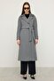 Knitwear Collared Raglan Sleeve Cashmere Coat Dark Gray 3099