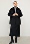 Reglan Sleeve Epaulet and Cape Detailed Cashmere Coat Black 3131 - 4