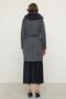 Shawl Collar Fur Waist-Tied Coat Dark Gray 3093 - 7