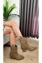 Women's Mink Suede Short Heeled Cowboy Boots - 4