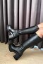 Women's Black Leather 8 cm Heeled Side Zipper Boots - 5
