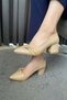 Women's Mita Skin Bow Stone Low Heel Evening Dress Shoes - 6