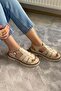 Women's Beige Cage Model Vardola Detailed Thick Sole Orthopedic Sandals K-140 - 2