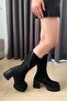 Women's Black Suede Swivel Zipper Boots - 3