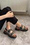 Women's White Leopard Double Strap Capsule and Vardola Detailed Thick Sole Orthopedic Sandals K-120 - 3