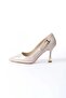 Women's Cream Patent Leather Stiletto Heeled Shoes - 4