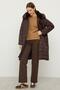 Fur-trimmed Collar, Detachable Hood, Zip-Closure Quilted Coat, BROWN 6784 - 5