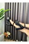 Women's Black Patent Leather Ankle Strap (12 cm) Platform Heeled Shoes - 4