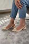 Pola Cream Skin Open Back Pointed Toe Bow Detailed 4 cm Heeled Shoes - 5