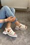 Women's White Cage Model Vardola Detailed Thick Sole Orthopedic Sandals K-140 - 2