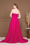 Chiffon Fabric Strapless Evening Dress - Fuchia - 5