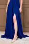 Chiffon Fabric Strapless Evening Dress - Cobalt Blue - 3