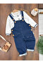 Overalls, Lycra Denim Polo Collar Sweatshirt, Buttoned Overalls, Baby Boy Set - 4