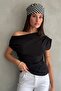 Drawstring/Drape Detailed Flowy Asymmetrical Neckline Knitted Blouse