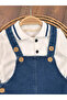 Overalls, Lycra Denim Polo Collar Sweatshirt, Buttoned Overalls, Baby Boy Set - 6