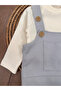 Waffle Cap-Romper with Badges %100 Cotton Baby Boy Overall/Set - 4
