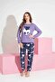 Women's Teddy Bear Patterned Thermal Fabric Pajama Set Mother-Daughter Combination Should Be Added to the Cart Individually. - 4