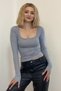 Women's Square Collar Long Sleeve Full Lycra Bodysuit - 2