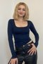 Women's Square Collar Long Sleeve Full Lycra Bodysuit - 2