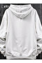 Conquer the World Printed White Oversize Hooded Sweatshirt Hoodie - 3