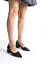 Women's Classic Thick Heeled Matte Black 4 cm Rt1000 - 2