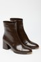 Women's Brown Patent Leather Heeled Boots & Booties – Stylish Casual Boots with Zipper - 2