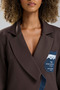 Women's Denim Paneled Lace Print Detail Blazer Jacket - 8