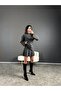 Dgn's Oversize Women's Tricot Suit with Tubular Half Fisherman's Pleated Skirt - 2