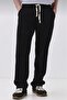 Men's Black Fine Futter Fabric Wide Leg Sweatpants - 2
