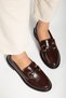 Women's Bitter Brown Buckle Detailed Loafer Shoes - 4