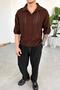 Brown Polo Neck Relaxed Knit T-Shirt - 2
