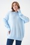 Women's Crew Neck Oversize Baby Blue Knitwear Sweater 4090