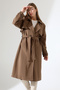 Amazon Linen Fabric Below-The-Knee Lined Detachable Collar Buttoned New Style Trench Jeans Milk Coffee - 6