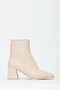 Women's Beige Boots & Booties Blunt Toe Heeled Contrast Pu Leather Zippered Stylish - 4