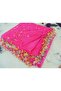 Handmade Crystal Drop Stone Beaded Writing, Cheesecloth Yemeni, Scarf, 4 Edges Embroidered - 4