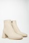 Women's Beige Boots & Booties Blunt Toe Heeled Contrast Pu Leather Zippered Stylish - 6