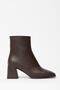 Women's Brown Boots & Booties Blunt Toe Heeled Contrast Pu Leather Zippered Stylish - 3
