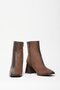 Women's Brown Suede Blunt Toe Heeled Boots & Booties – Zippered Casual Stylish - 7
