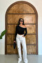 Black – Women's One-Shoulder Detailed Long-Sleeved Blouse Bodysuit - 4