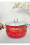Red Ethnic Lux Enamel Pot 5 Liters 24 cm Diameter Milk Yogurt Soup Pot - 3
