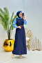 Women's Belted Denim Gilet Shirt Hijab Suit Nms073 - 3