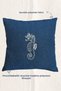 Sea-Themed Seahorse Patterned Throw Pillow Cover – Navy Blue Throw Pillow Cover – Embroidered Throw Pillow Cover - 2