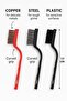 3-Piece Detail Cleaning Brush Set Copper Steel Plastic Wire Stove Tile Rim Cleaning Brush - 5