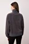 Antrasit Regular/Normal Kalıp Fermuar Detaylı Dik Yaka Polar Kalın Örme Sweatshirt TWOAW26SW00026 - 4