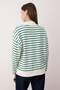 Zümrüt Yeşili Çizgili Oversize/Geniş Kalıp Örme Sweatshirt TWOAW26SW00102 - 4