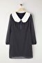 Navy Blue Peter Pan Collar Polka Dot Chiffon Mini Woven Plus Size Dress TBBAW26AH00048 - 6