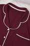 Bordo Biye Detaylı Gömlek Yaka Örme Pijama Takımı TBBAW26AI00032 - 4