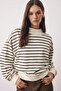 Kahverengi Çizgili Oversize/Geniş Kalıp Örme Sweatshirt TWOAW26SW00102