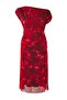 Kırmızı-Çok Renkli Midi Bodycone Tül Örme Büyük Beden Elbise TBBSS25AH00249 - 5